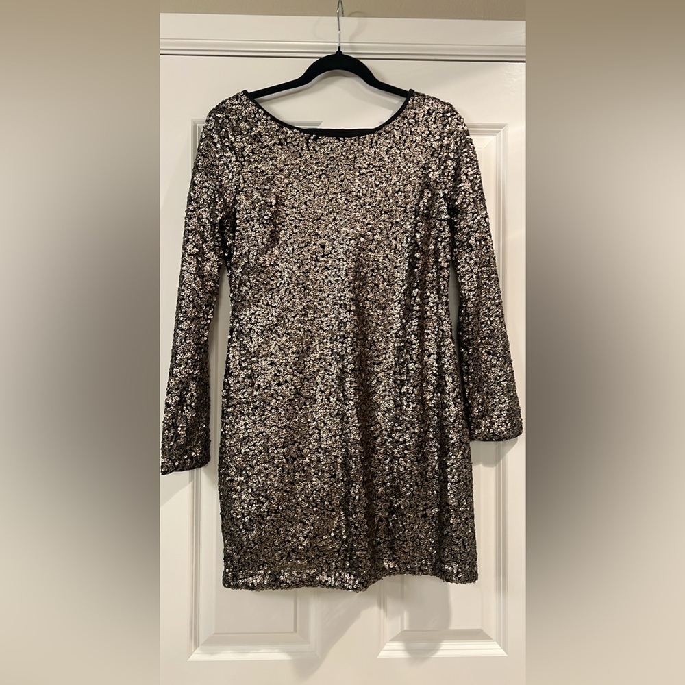 Abercrombie & Fitch gold Sequin Long Sleeve Dress